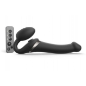 Черный безремневой страпон Multi Orgasm Size M с клиторальной стимуляцией - Strap-on-me - купить с доставкой в Петрозаводске