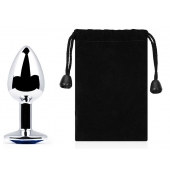 Анальное украшение BUTT PLUG  Small с синим кристаллом - 7 см. - Anal Jewelry Plug - купить с доставкой в Петрозаводске