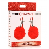 Красные зажимы на соски с помпонами Pom Pom - XR Brands - купить с доставкой в Петрозаводске