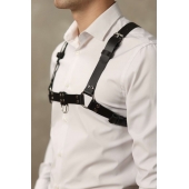 Черная мужская кожаная портупея №4 - БДСМ Арсенал - купить с доставкой в Петрозаводске