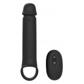 Черная насадка-удлинитель с вибрацией Vibrating Extender With Remote - Dream Toys - в Петрозаводске купить с доставкой