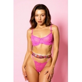 Эффектный розовый пояс из голографической эко-кожи - БДСМ Арсенал - купить с доставкой в Петрозаводске