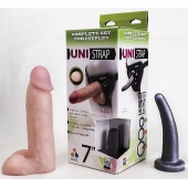 Страпон-унисекс с двумя насадками UNI strap 7  Harness - 19 и 16 см. - LOVETOY (А-Полимер) - купить с доставкой в Петрозаводске