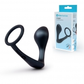 Черное эрекционное кольцо со стимулятором простаты Ringer Cock Ring   Plug - b-Vibe - в Петрозаводске купить с доставкой