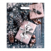 Новогодний пакет с принтом в виде подарков и вырубной ручкой (45х38 см) - Сима-Ленд - купить с доставкой в Петрозаводске