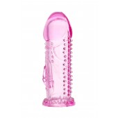 Розовая насадка на пенис с шипиками и коготком - 13,5 см. - A-toys - в Петрозаводске купить с доставкой