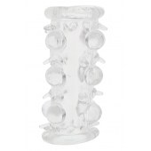 Прозрачная насадка на пенис с шипами и бугорками JELLY JOY LUST CLUSTER CLEAR - Dream Toys - в Петрозаводске купить с доставкой