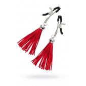 Зажимы на соски «Прищепки» с красными кисточками из замши - Pecado - купить с доставкой в Петрозаводске