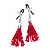 Зажимы на соски «Прищепки» с красными кисточками из замши - Pecado - купить с доставкой в Петрозаводске