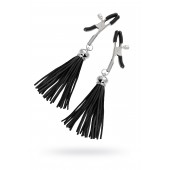 Зажимы на соски «Прищепки» с черными кисточками из замши - Pecado - купить с доставкой в Петрозаводске