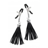 Зажимы на соски «Прищепки» с черными кисточками из замши - Pecado - купить с доставкой в Петрозаводске