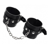 Черные однослойные наручники из натуральной кожи с цепочкой - Pecado - купить с доставкой в Петрозаводске