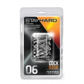 Прозрачная насадка с объёмными чёрточками STAY HARD COCK SLEEVE 06 CLEAR - Blush Novelties - в Петрозаводске купить с доставкой