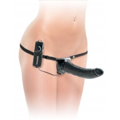 Черный страпон с вагинальной пробкой Deluxe Vibrating Penetrix Strap-On - 19 см. - Pipedream - купить с доставкой в Петрозаводске