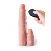 Телесная вибронасадка на член 3  Vibrating Mega X-tension with Remote - 22,9 см. - Pipedream - в Петрозаводске купить с доставкой
