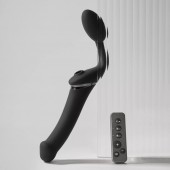 Черный безремневой вибрострапон Strap-On-Me Multi Orgasm Size XL - Strap-on-me - купить с доставкой в Петрозаводске