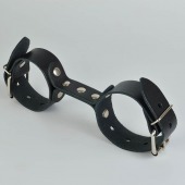 Черные кожаные наручники-фиксатор - Sitabella - купить с доставкой в Петрозаводске