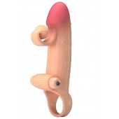 Телесная вибронасадка на пенис с подхватом мошонки - 20 см. - Baile - в Петрозаводске купить с доставкой