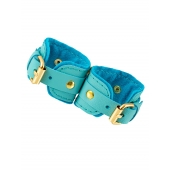 Голубые двуслойные кожаные наручники-браслеты - Pecado - купить с доставкой в Петрозаводске