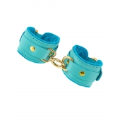 Голубые двуслойные кожаные наручники-браслеты - Pecado - купить с доставкой в Петрозаводске