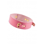 Розовый кожаный однослойный ошейник с прошивкой - Pecado - купить с доставкой в Петрозаводске