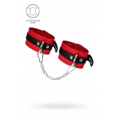 Красно-черные мягкие оковы с одним ремешком и люверсами - Pecado - купить с доставкой в Петрозаводске