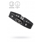 Черный чокер-ошейник со связанными кольцами на подложке - Pecado - купить с доставкой в Петрозаводске