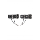 Черные кожаные наручники-браслеты из одного ремешка с люверсами - Pecado - купить с доставкой в Петрозаводске