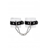 Бело-черные кожаные наручники с одним ремешком с люверсами - Pecado - купить с доставкой в Петрозаводске
