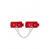 Красные кожаные узкие оковы со скруглёнными углами - Pecado - купить с доставкой в Петрозаводске