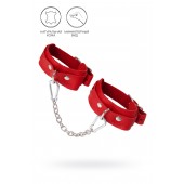 Красные кожаные узкие оковы со скруглёнными углами - Pecado - купить с доставкой в Петрозаводске