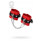 Красно-черные мягкие наручники с одним ремешком с люверсами - Pecado - купить с доставкой в Петрозаводске