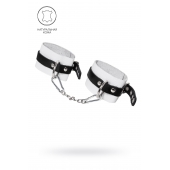 Бело-черные мягкие оковы с одним ремешком и люверсами - Pecado - купить с доставкой в Петрозаводске