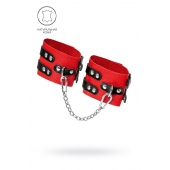 Красно-черные мягкие оковы с двумя ремешками с люверсами - Pecado - купить с доставкой в Петрозаводске