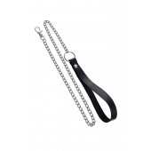 Поводок с ручкой из черной натуральной кожи и карабином для ошейника - Pecado - купить с доставкой в Петрозаводске