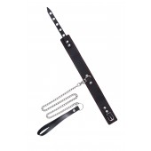 Кожаный двухслойный ошейник с красной строчкой и поводком - Pecado - купить с доставкой в Петрозаводске