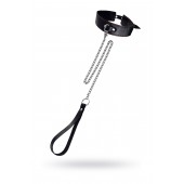 Кожаный двухслойный ошейник с красной строчкой и поводком - Pecado - купить с доставкой в Петрозаводске