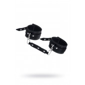 Черные двухслойные кожаные оковы с белой строчкой - Pecado - купить с доставкой в Петрозаводске