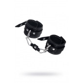 Черные двухслойные наручники с белой строчкой - Pecado - купить с доставкой в Петрозаводске