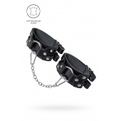 Черные кожаные оковы с двумя ремешками - Pecado - купить с доставкой в Петрозаводске