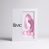 Розовый вакуумный стимулятор клитора с вагинальными виброшариками - Youvic