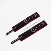 Черно-красные оковы с красной строчкой Sex - Crazy Handmade - купить с доставкой в Петрозаводске