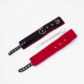 Черно-красные оковы с красной строчкой Sex - Crazy Handmade - купить с доставкой в Петрозаводске