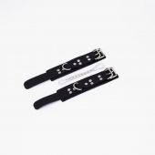 Черные кожаные наручники с регулируемыми ремешками - Crazy Handmade - купить с доставкой в Петрозаводске