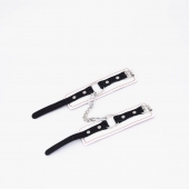 Бело-красные кожаные наручники - Crazy Handmade - купить с доставкой в Петрозаводске