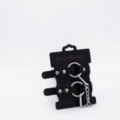 Черные кожаные оковы с кольцом - Crazy Handmade - купить с доставкой в Петрозаводске