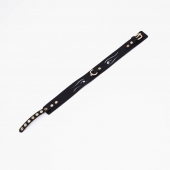 Черный кожаный ошейник с золотистой фурнитурой - Crazy Handmade - купить с доставкой в Петрозаводске