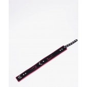 Черно-розовый кожаный ошейник с розовой строчкой - Crazy Handmade - купить с доставкой в Петрозаводске