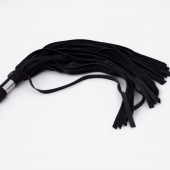 Черный кожаный флоггер со стальной ручкой - 45 см. - Crazy Handmade - купить с доставкой в Петрозаводске