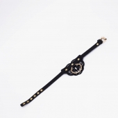 Черный фигурный кожаный ошейник с золотистой фурнитурой - Crazy Handmade - купить с доставкой в Петрозаводске